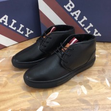 BALLY 발리 소가죽 호주산 양털 안감 하이탑 트레이너 블랙 스니커즈, HEDERN MEN\'S CALF LEATHER HIGH-TOP TRAINER IN BLACK